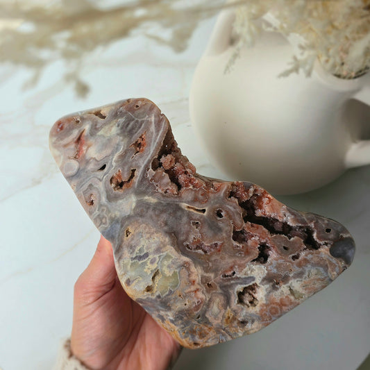 Pink Amethyst Crystal Slab Slice High Quality on Stand Brazil