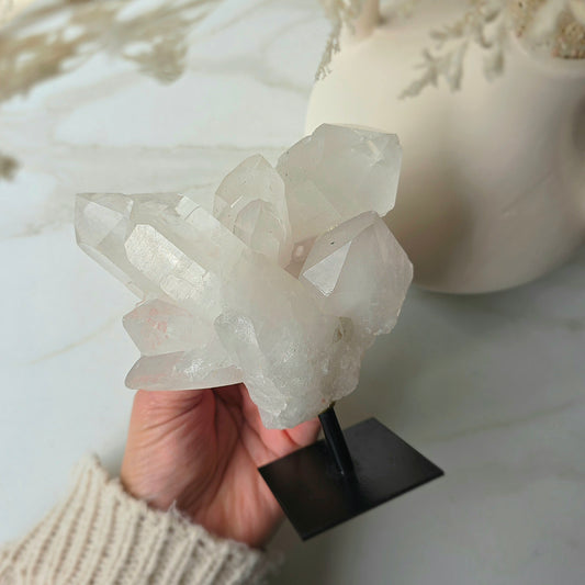 Clear Quartz Crystal Cluster on Stand Brazil