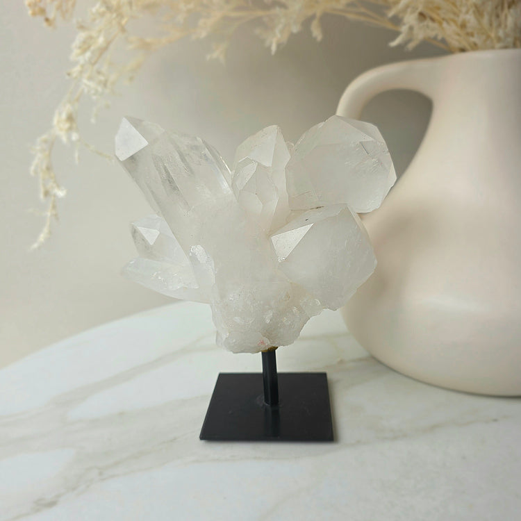 Clear Quartz Crystal Cluster on Stand Brazil