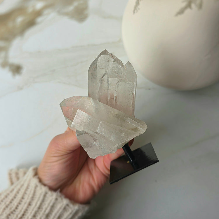 Clear Quartz Crystal Cluster on Stand Brazil