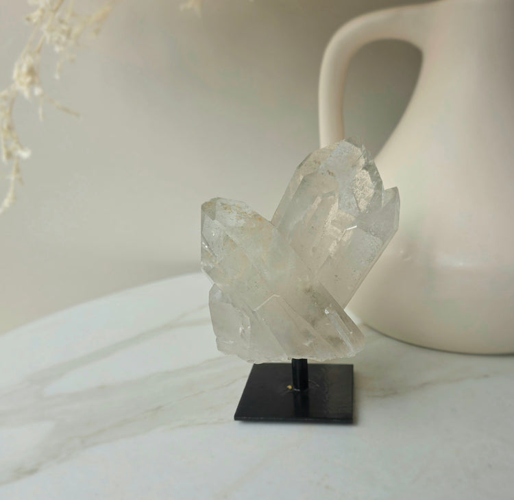 Clear Quartz Crystal Cluster on Stand Brazil