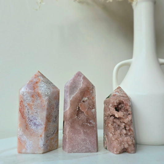 Pink Amethyst Crystal Tower Point Obelisk with Druzy Cluster High Quality Brazil