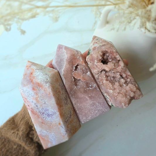 Pink Amethyst Crystal Tower Point Obelisk with Druzy Cluster High Quality Brazil