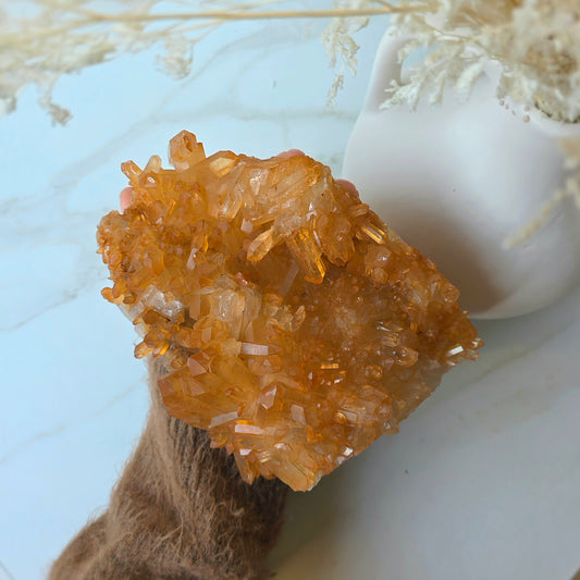 Tangerine Quartz Crystal Cluster XL High Quality Brazil