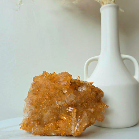 Tangerine Quartz Crystal Cluster XL High Quality Brazil