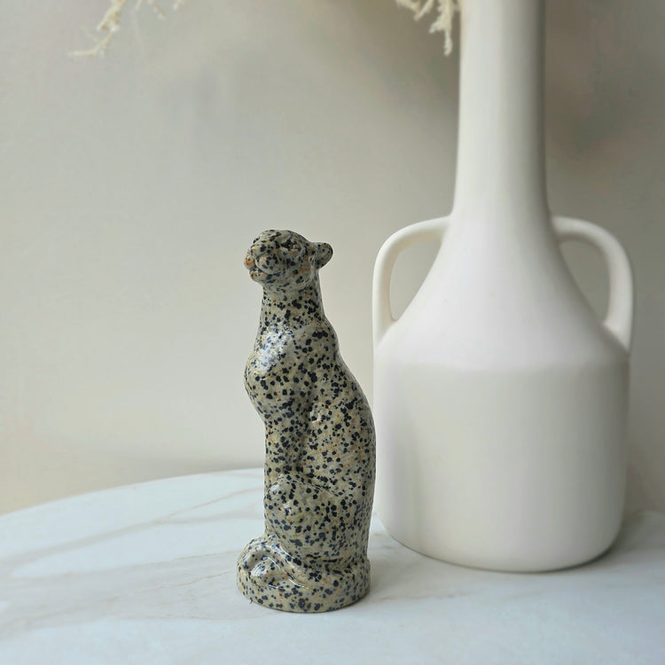 Leopard Carving Dalmatian Jasper Crystal