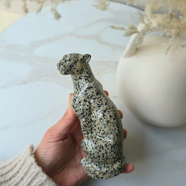 Leopard Carving Dalmatian Jasper Crystal