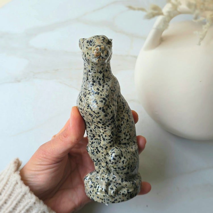 Leopard Carving Dalmatian Jasper Crystal