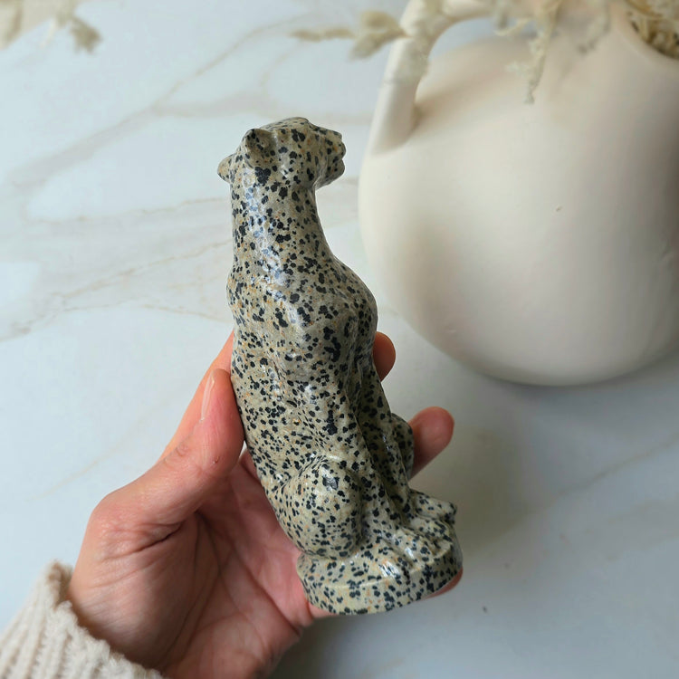 Leopard Carving Dalmatian Jasper Crystal