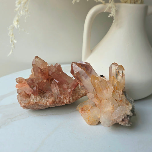 Red Hemetite in Quartz Crystal Cluster Brazil
