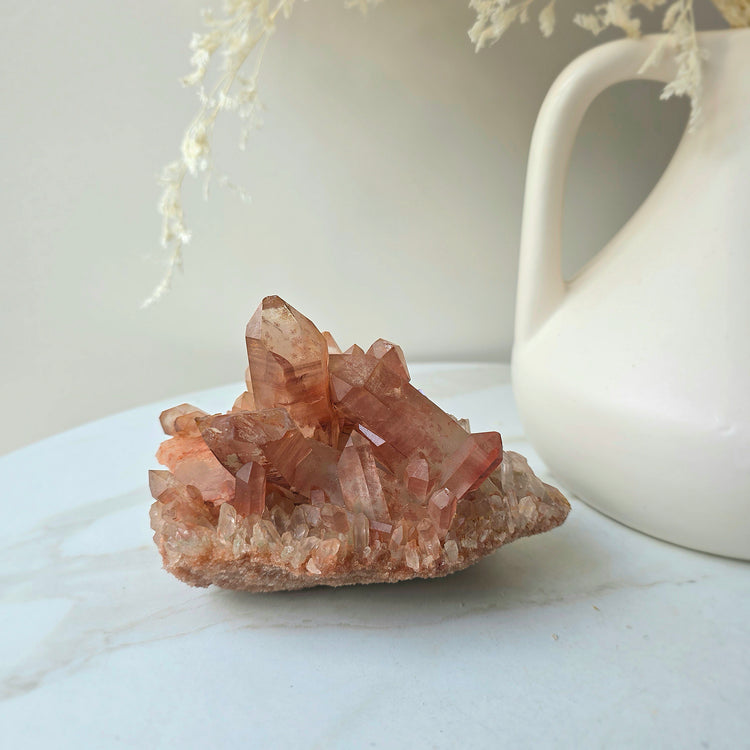 Red Hemetite in Quartz Crystal Cluster Brazil