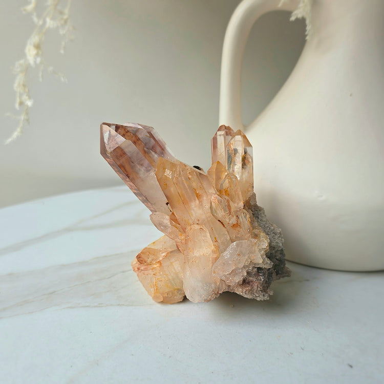 Red Hemetite in Quartz Crystal Cluster Brazil