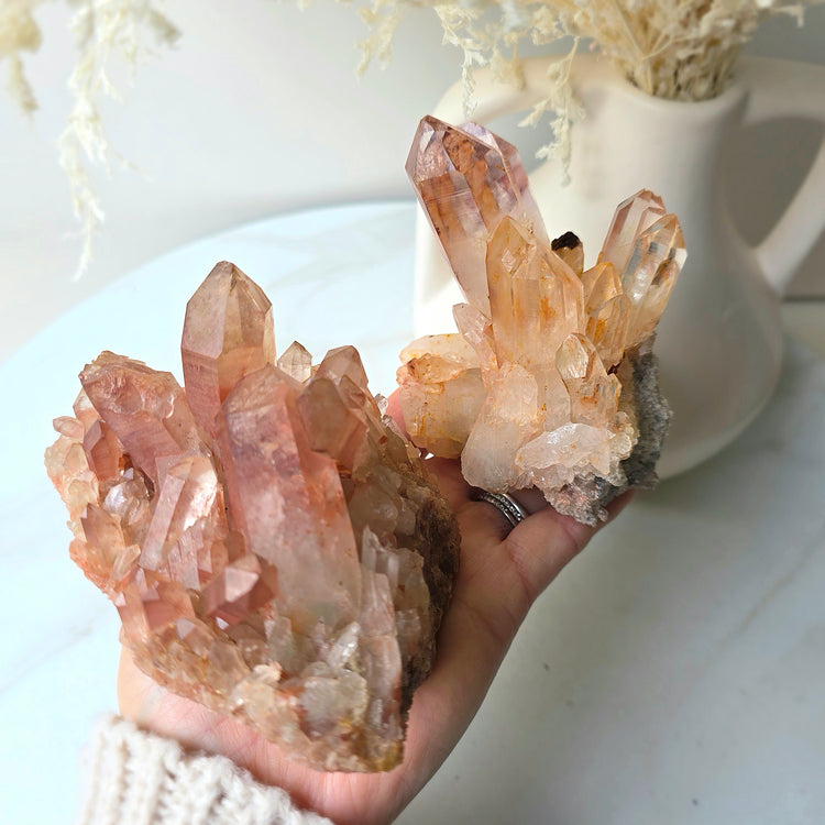 Red Hemetite in Quartz Crystal Cluster Brazil