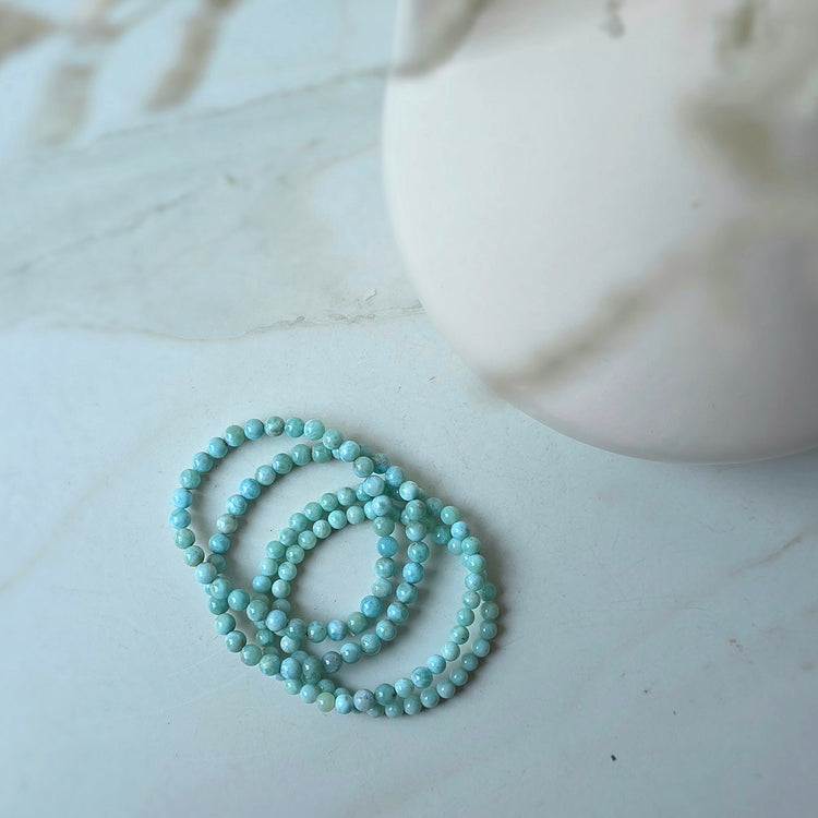 Larimar Crystal Bead Bracelet