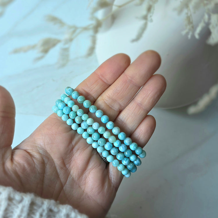 Larimar Crystal Bead Bracelet