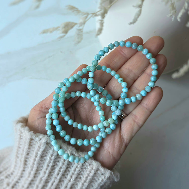 Larimar Crystal Bead Bracelet