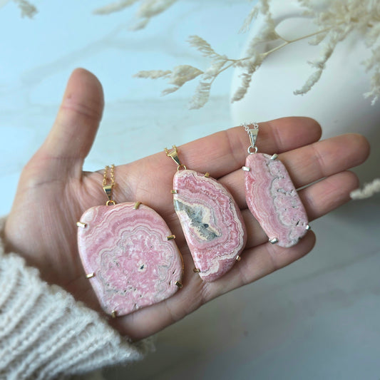 Rhodochrosite Crystal Jewellery Pendant