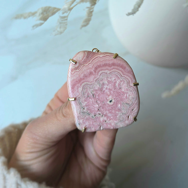 Rhodochrosite Crystal Jewellery Pendant