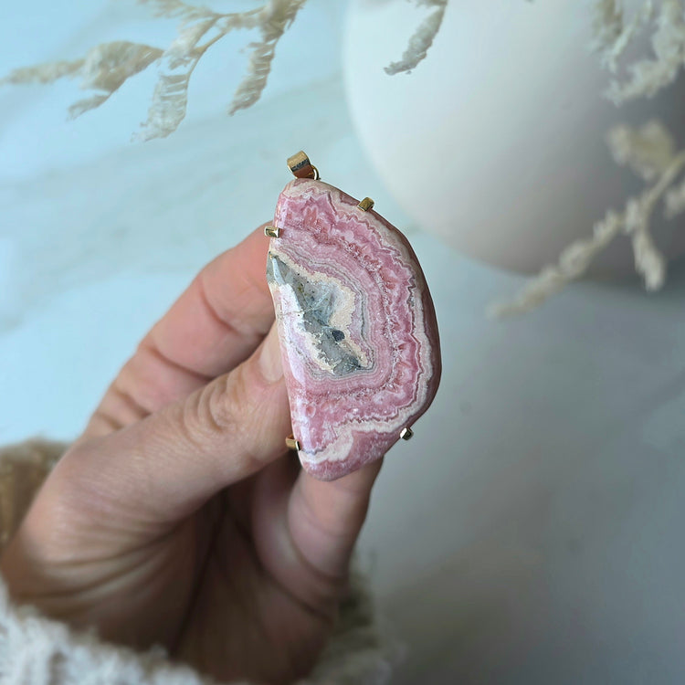 Rhodochrosite Crystal Jewellery Pendant