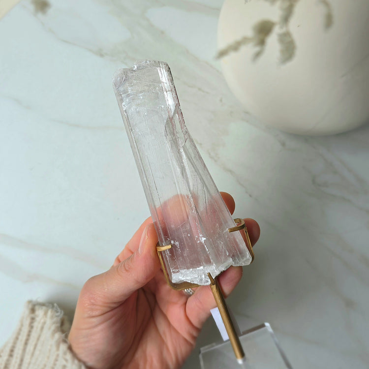 Selenite Slab Slice on Stand High Quality Mexico Small