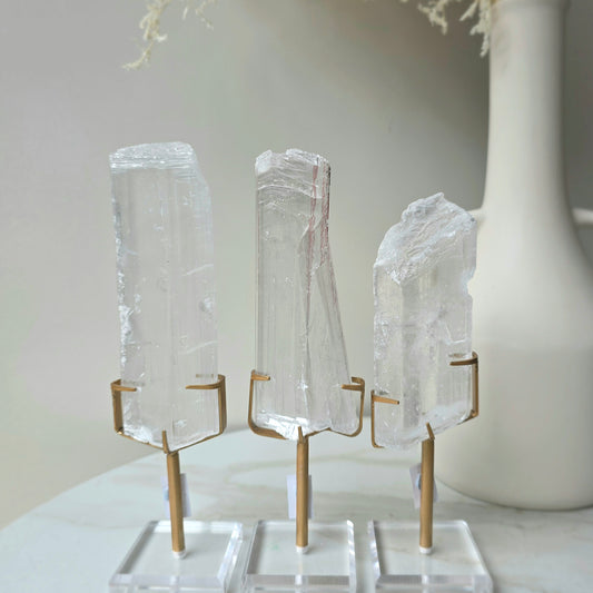 Selenite Slab Slice on Stand High Quality Mexico Small