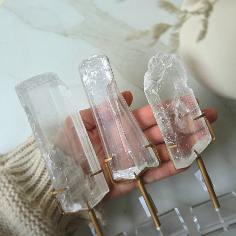 Selenite Slab Slice on Stand High Quality Mexico Small
