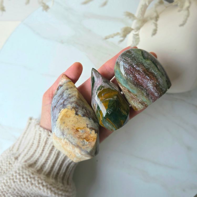 Ocean Jasper Crystal Flame Freeform Madagascar