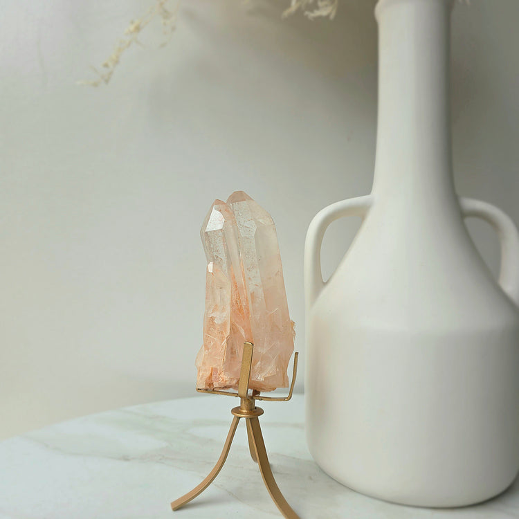 Pink Quartz Point Cluster on Stand