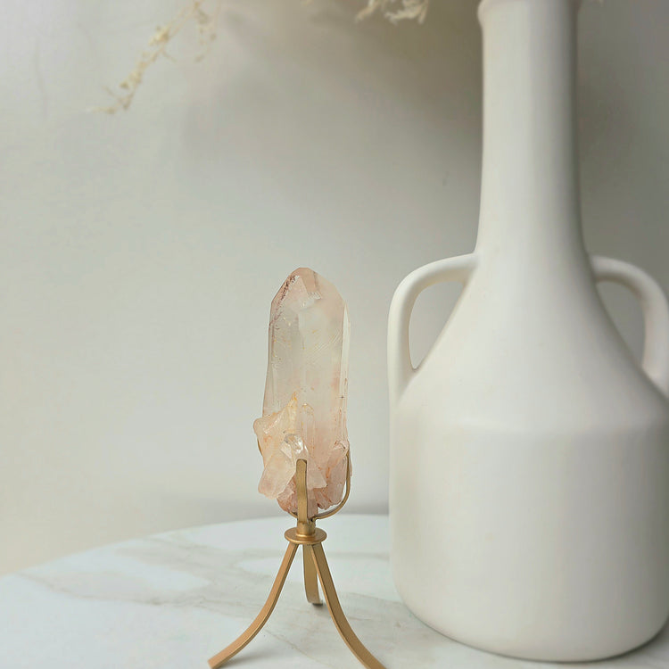 Pink Quartz Point Cluster on Stand