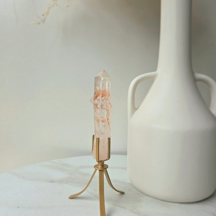 Pink Quartz Point Cluster on Stand