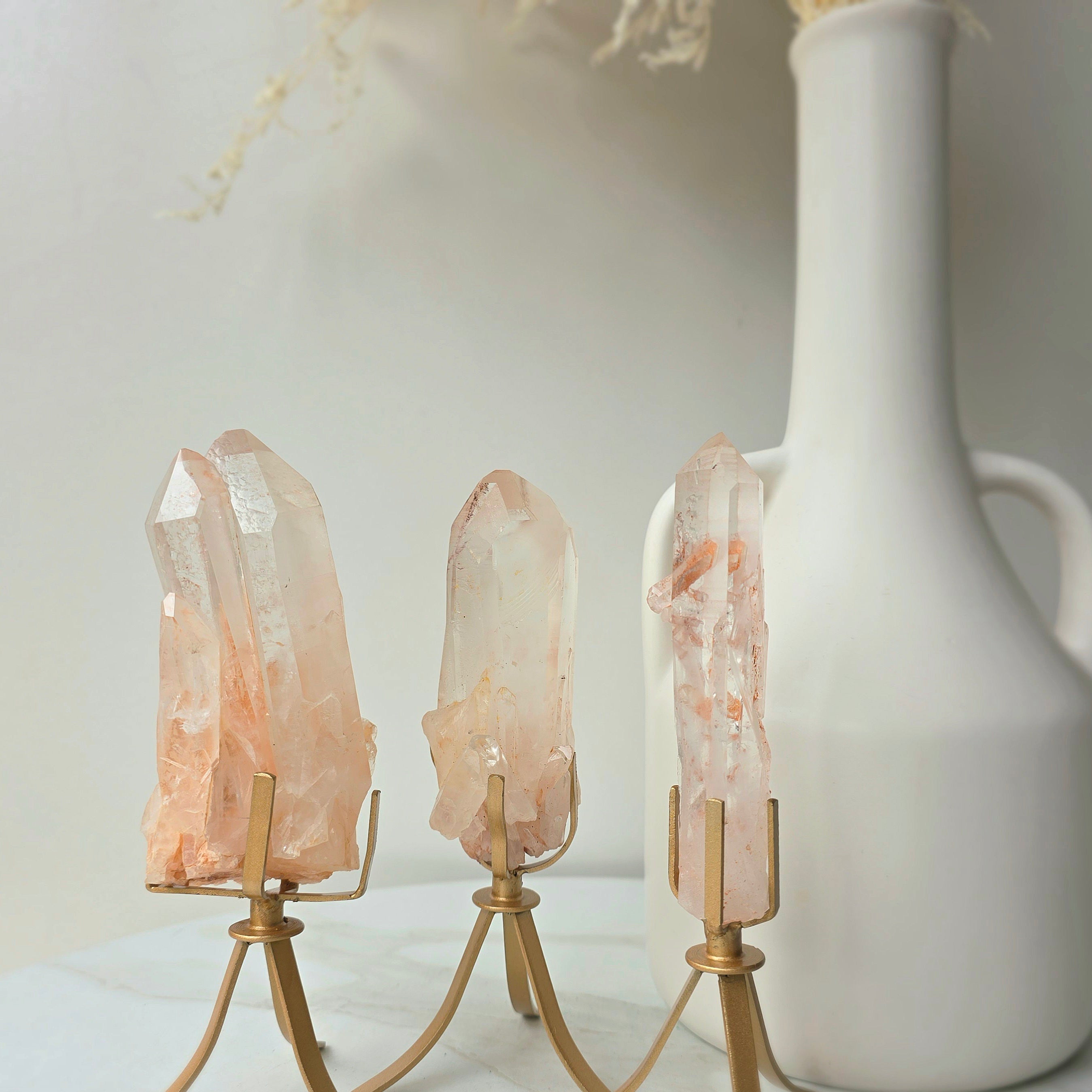 Pink Quartz Point Cluster on Stand