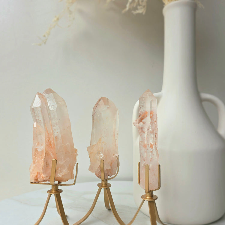 Pink Quartz Point Cluster on Stand