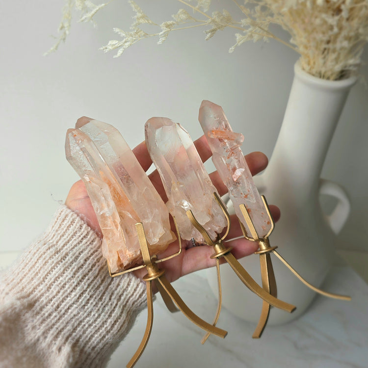 Pink Quartz Point Cluster on Stand