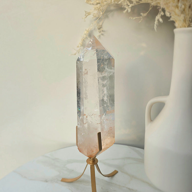 Clear Quartz Crystal Natural Point on Stand High Quality Brazil 1