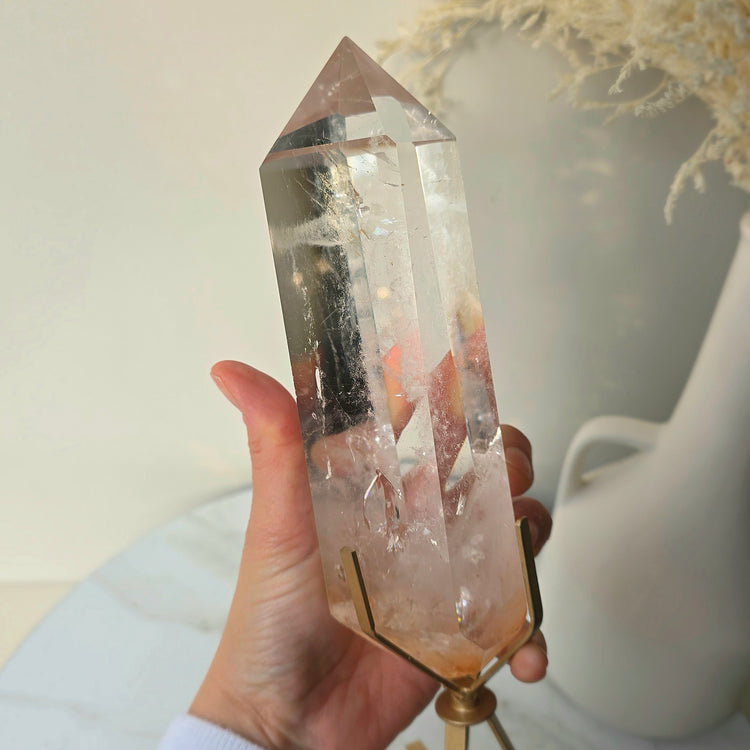 Clear Quartz Crystal Natural Point on Stand High Quality Brazil 1