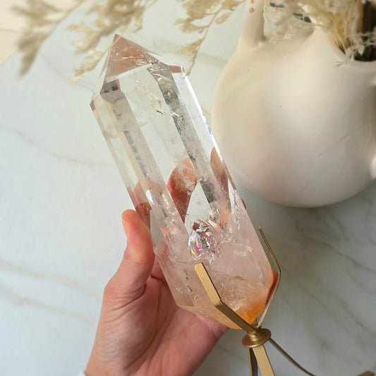 Clear Quartz Crystal Natural Point on Stand High Quality Brazil 1