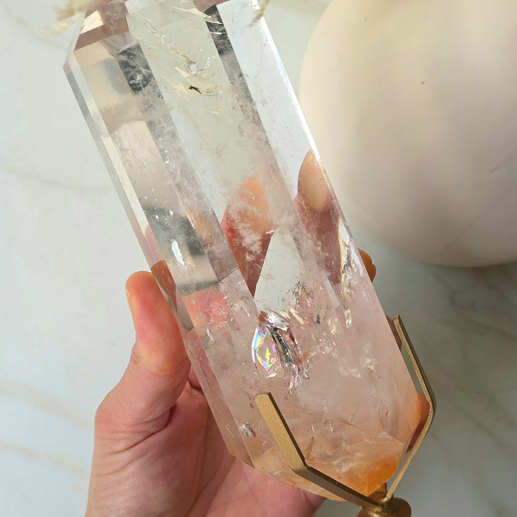 Clear Quartz Crystal Natural Point on Stand High Quality Brazil 1