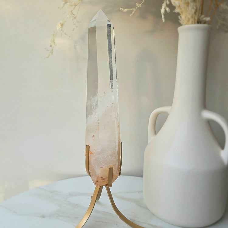 Clear Quartz Crystal Natural Point on Stand High Quality Brazil 2