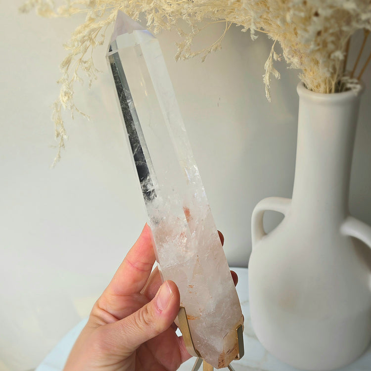 Clear Quartz Crystal Natural Point on Stand High Quality Brazil 2