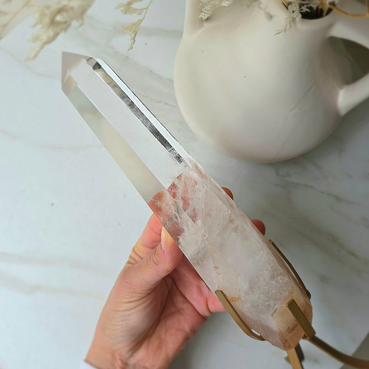 Clear Quartz Crystal Natural Point on Stand High Quality Brazil 2