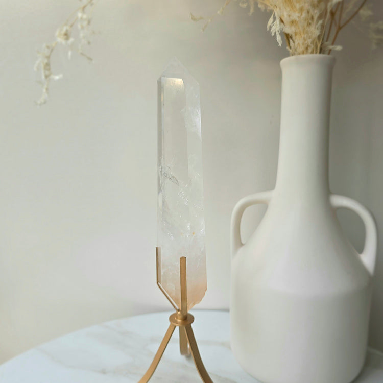 Clear Quartz Crystal Natural Point on Stand High Quality Brazil 3