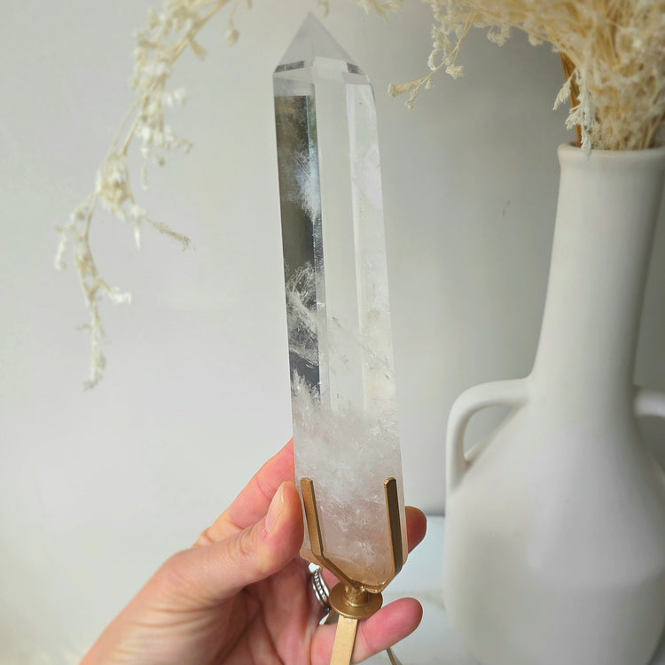 Clear Quartz Crystal Natural Point on Stand High Quality Brazil 3