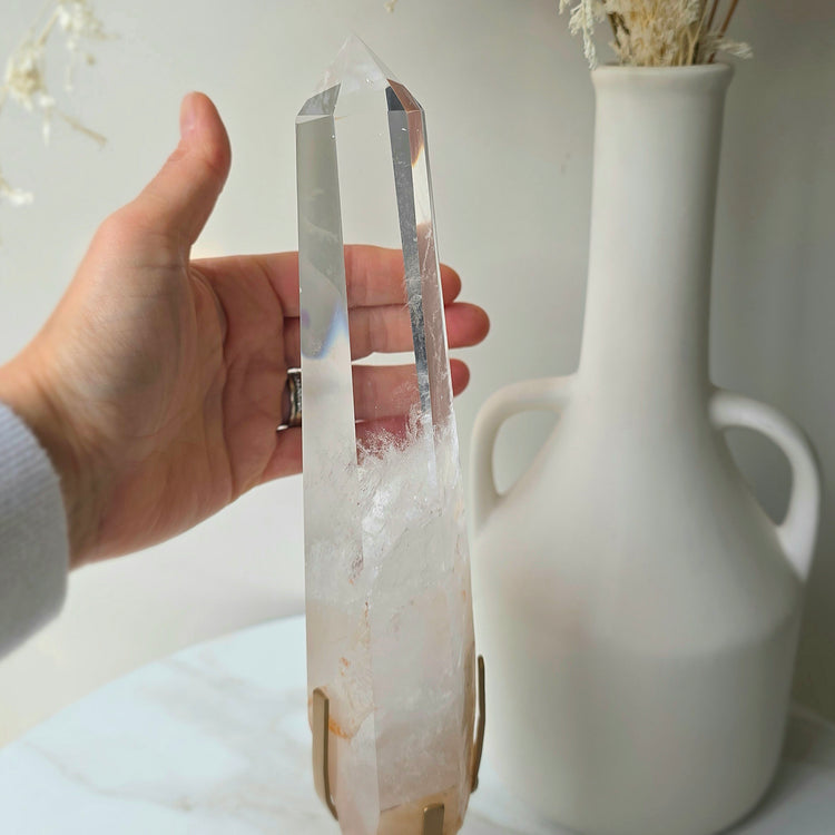 Clear Quartz Crystal Natural Point on Stand High Quality Brazil 2