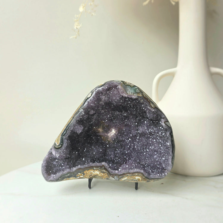 Amethyst Crystal Geode Cluster on Stand High Quality Brazil