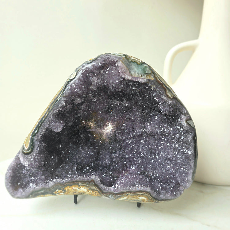 Amethyst Crystal Geode Cluster on Stand High Quality Brazil