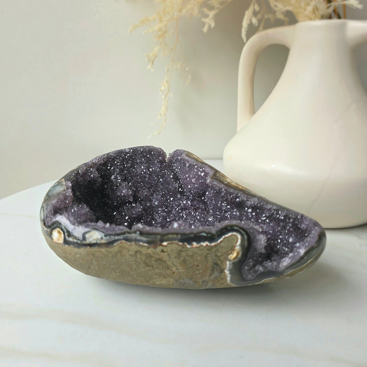 Amethyst Crystal Geode Cluster on Stand High Quality Brazil