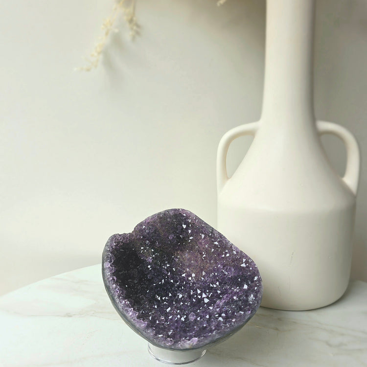 Amethyst Crystal Geode Cluster on Stand High Quality Brazil