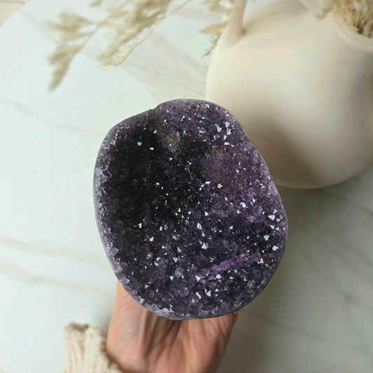 Amethyst Crystal Geode Cluster on Stand High Quality Brazil