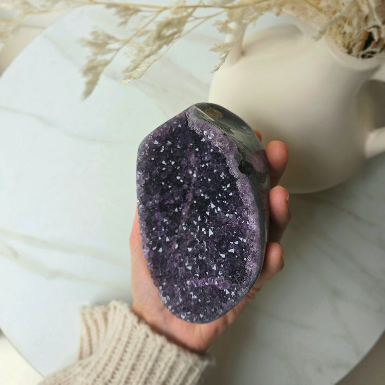 Amethyst Crystal Geode Cluster on Stand High Quality Brazil