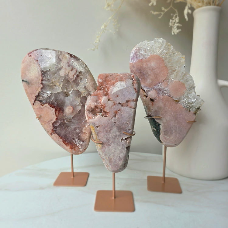 Pink Amethyst Crystal Slab Slice High Quality on Stand Brazil